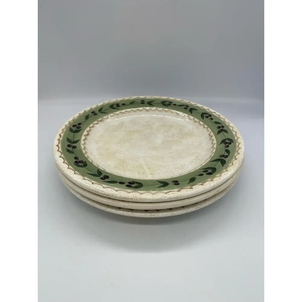 Oneida Oliveto Hand Painted Set of 3 Dinner Plates 11” Olives
